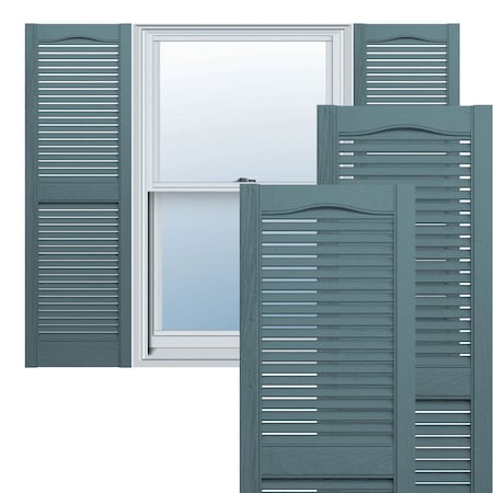 EKENA MILLWORK Mid-America Vinyl, TailorMade Cathedral Top Center Mullion, Open Louver Shutters, L11469004 L11469004